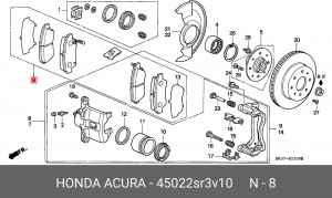 Комплект тормозных колодок, диско 45022-SR3-V10 HONDA