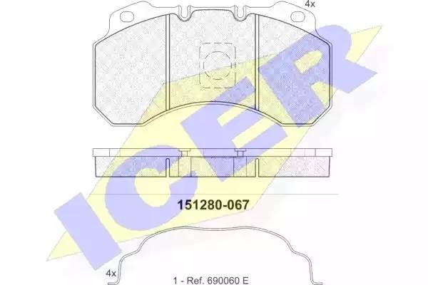 Комплект тормозных колодок, диско 151280-067 ICER
