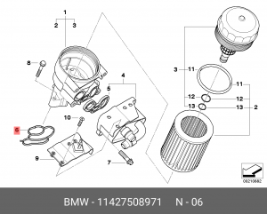 Прокладка корпуса масляного фильтра 11 42 7 508 971 BMW