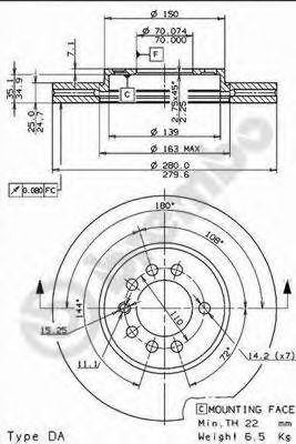 Тормозной диск 09.7629.10 BREMBO