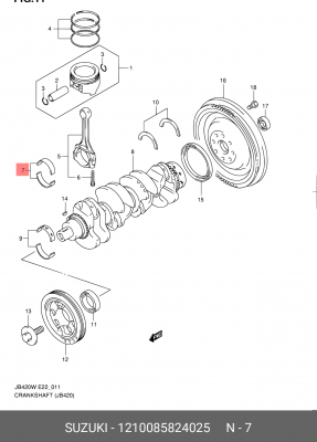 Вкладыши шатунные 12100-85824-025 SUZUKI