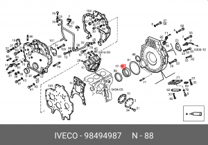 Уплотняющее кольцо, коленчатый вал 98494987 IVECO