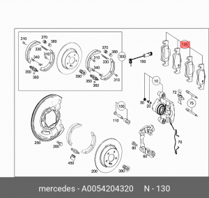 Колодки тормозные дисковые A0054204320 MERCEDES BENZ