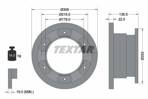 Тормозной диск 93127300 TEXTAR