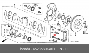 Втулка направляющая тормозного суппорта 45235S0KA01 HONDA