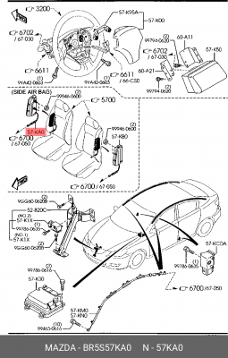 Подушка безопасности BR5S57KA0 MAZDA