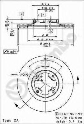 Тормозной диск 09.6908.10 BREMBO