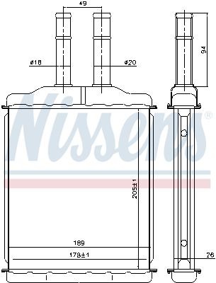 Теплообменник, отопление салона 76505 NISSENS