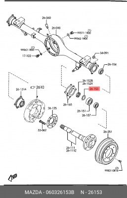 Комплект подшипника ступицы колеса 0603-26-153B MAZDA