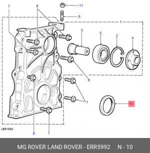 Уплотняющее кольцо, коленчатый вал ERR5992 LAND ROVER