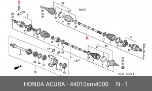 Шарнирный комплект, приводной вал 44010SM4000 HONDA