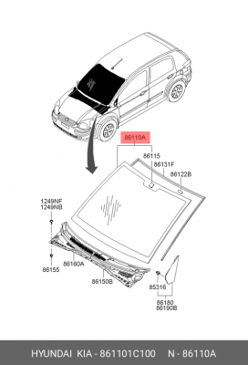 Стекло ветровое 861101C100 HYUNDAI KIA