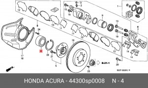 Комплект подшипника ступицы колеса 44300-SP0-008 HONDA
