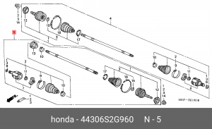 Шарнирный комплект, приводной вал 44306S2G960 HONDA