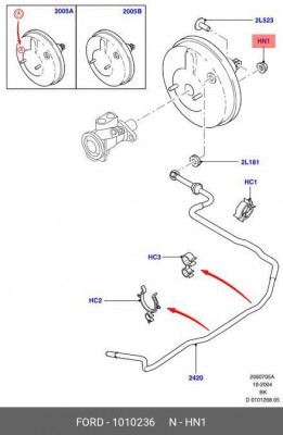 Гайка, выпускной коллектор 1 010 236 FORD