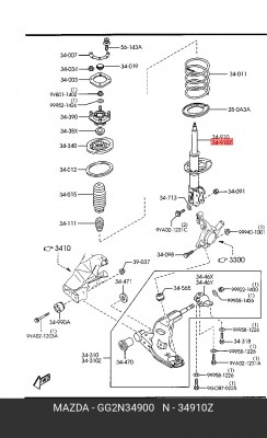 Амортизатор подвески GG2N34900 MAZDA