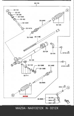 Комплект пылника, рулевое управление NA013212X MAZDA