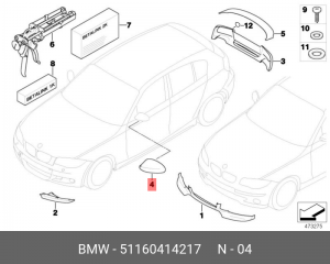 Накладка зеркала 51160414217 BMW