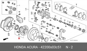 Комплект подшипника ступицы колеса 42200S03C51 HONDA