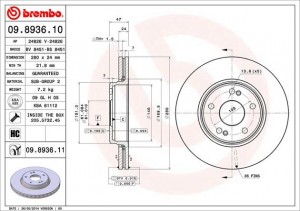 Тормозной диск 09.8936.10 BREMBO