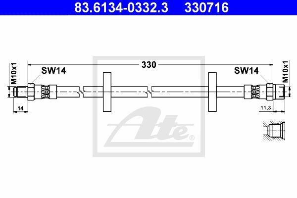 Тормозной шланг 83.6134-0332.3 ATE