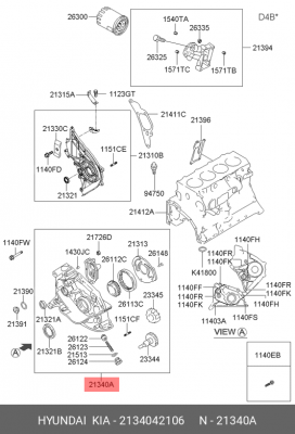 Насос масляный ДВС 2134042106 HYUNDAI KIA