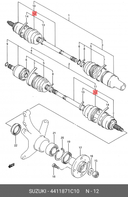 Комплект пылника, приводной вал 44118-71C10 SUZUKI