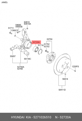 Комплект подшипника ступицы колеса 5271026510 HYUNDAI KIA