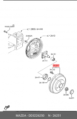 Тормозной барабан DD3226250 MAZDA