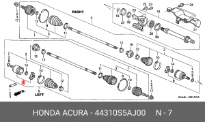 ШРУС 44310-S5A-J00 HONDA