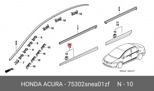 Молдинг двери 75302SNEA01ZF HONDA