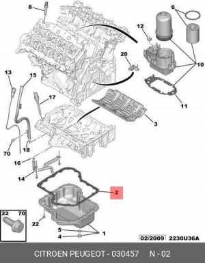 Прокладка, маслянный поддон 0304 57 CITROEN PEUGEOT