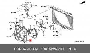 Вентилятор, охлаждение двигателя 19015PWJZ01 HONDA
