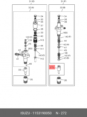 Ремкомплект, распылитель 1-15319-005-0 ISUZU