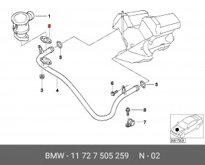 Прокладка, клапан возврата ОГ 11 72 7 505 259 BMW