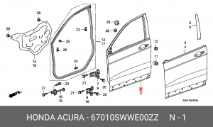 Дверь передняя 67010SWWE00ZZ HONDA