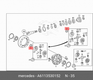 Шайба дифференциала A 611 353 01 52 MERCEDES BENZ