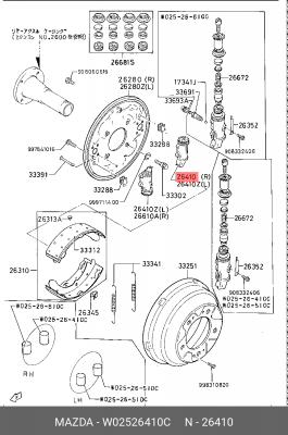 Колесный тормозной цилиндр W02526410C MAZDA