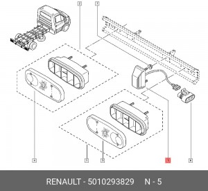 Фонарь освещения номерного знака 5010293829 RENAULT