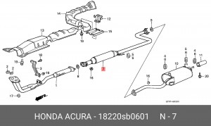 Средний глушитель выхлопных газов 18220SB0601 HONDA