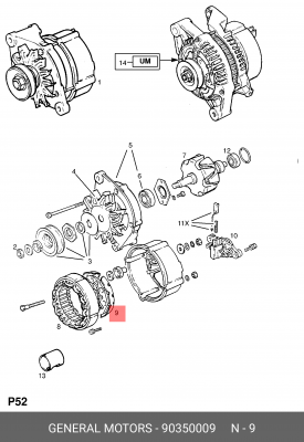 Выпрямитель, генератор 90350009 GENERAL MOTORS