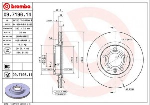 Тормозной диск 09.7196.14 BREMBO