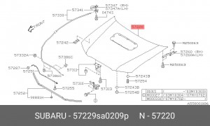 Капот 57229SA0209P SUBARU