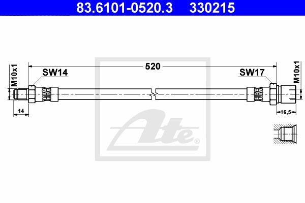 Тормозной шланг 83.6101-0520.3 ATE