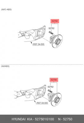 Комплект подшипника ступицы колеса 527501G100 HYUNDAI KIA