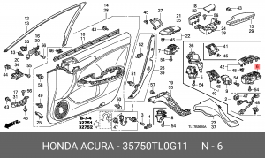 Блок управления стеклоподъемником 35750TL0G11 HONDA