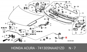Трос замка открывания капота 74130SNAA01ZD HONDA