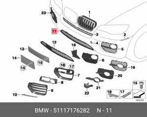 Решетка бампера 51 11 7 176 282 BMW