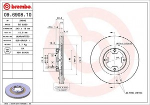 Тормозной диск 09.6908.10 BREMBO