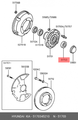 Подшипник ступицы колеса 5170345210 HYUNDAI KIA
